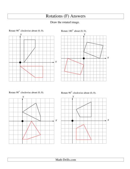 The Rotation of 4 Vertices around the Origin Starting in Quadrant I (F) Math Worksheet Page 2