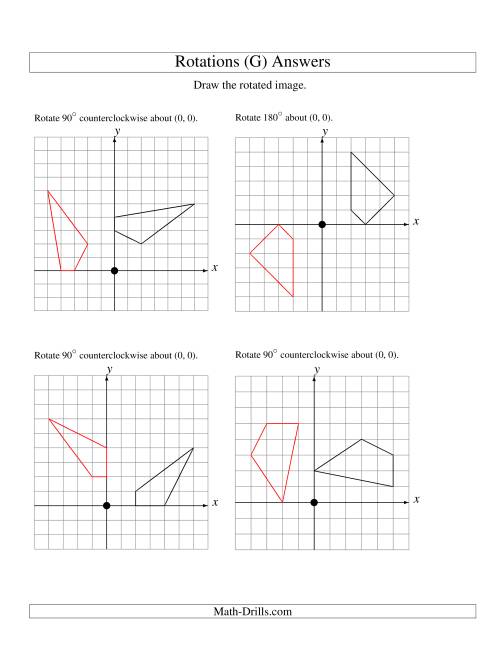 The Rotation of 4 Vertices around the Origin Starting in Quadrant I (G) Math Worksheet Page 2