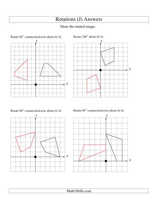 The Rotation of 4 Vertices around the Origin Starting in Quadrant I (J) Math Worksheet Page 2