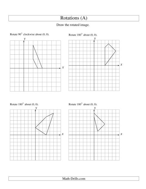 The Rotation of 4 Vertices around the Origin Starting in Quadrant I (All) Math Worksheet