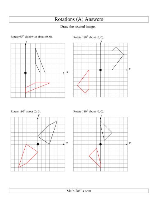 The Rotation of 4 Vertices around the Origin Starting in Quadrant I (All) Math Worksheet Page 2