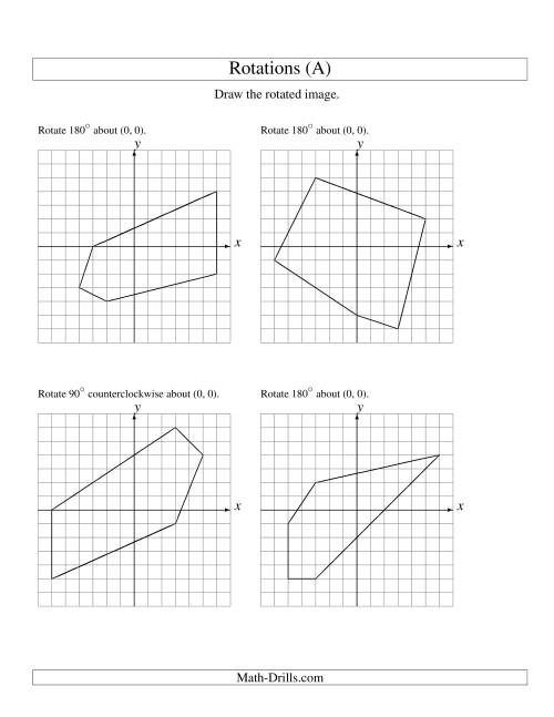 The Rotation of 5 Vertices around the Origin (A) Math Worksheet