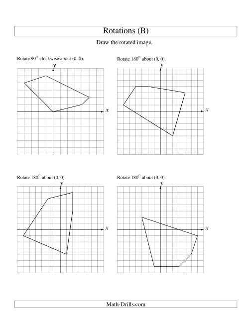 The Rotation of 5 Vertices around the Origin (B) Math Worksheet