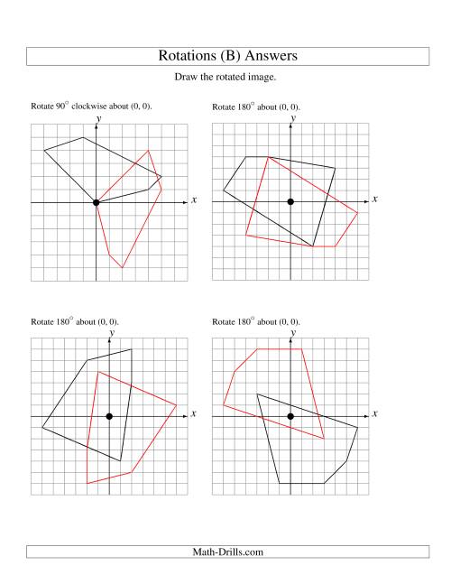 The Rotation of 5 Vertices around the Origin (B) Math Worksheet Page 2