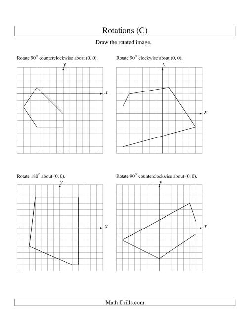 The Rotation of 5 Vertices around the Origin (C) Math Worksheet