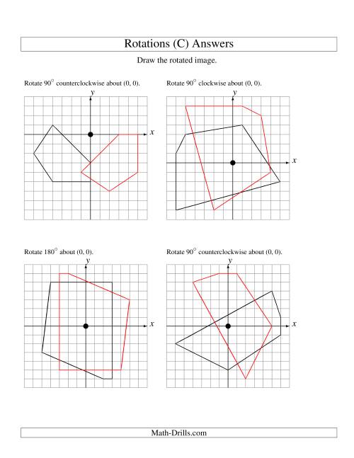 The Rotation of 5 Vertices around the Origin (C) Math Worksheet Page 2