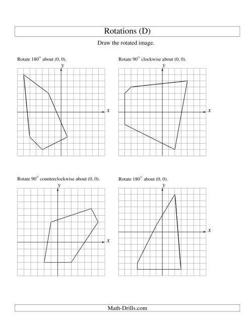 The Rotation of 5 Vertices around the Origin (D) Math Worksheet