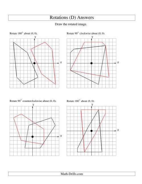The Rotation of 5 Vertices around the Origin (D) Math Worksheet Page 2
