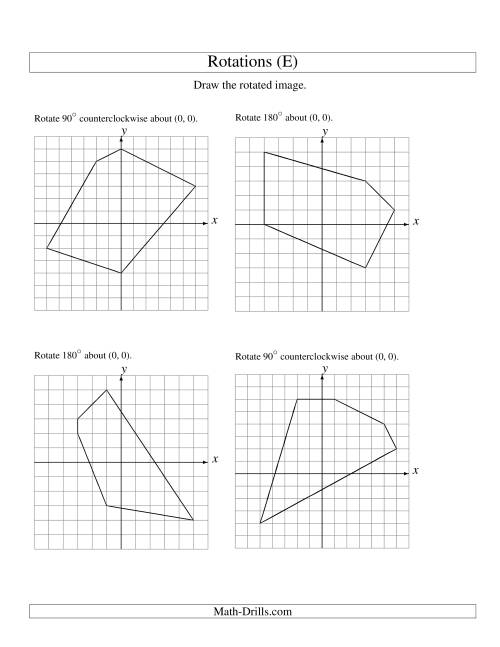 The Rotation of 5 Vertices around the Origin (E) Math Worksheet