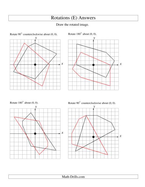 The Rotation of 5 Vertices around the Origin (E) Math Worksheet Page 2