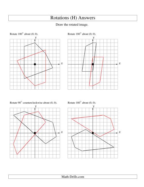 The Rotation of 5 Vertices around the Origin (H) Math Worksheet Page 2