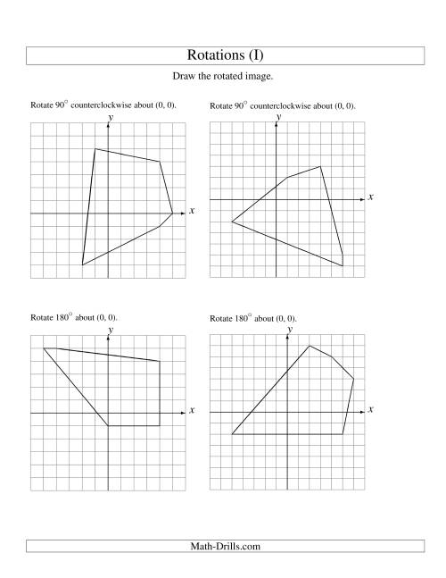 The Rotation of 5 Vertices around the Origin (I) Math Worksheet