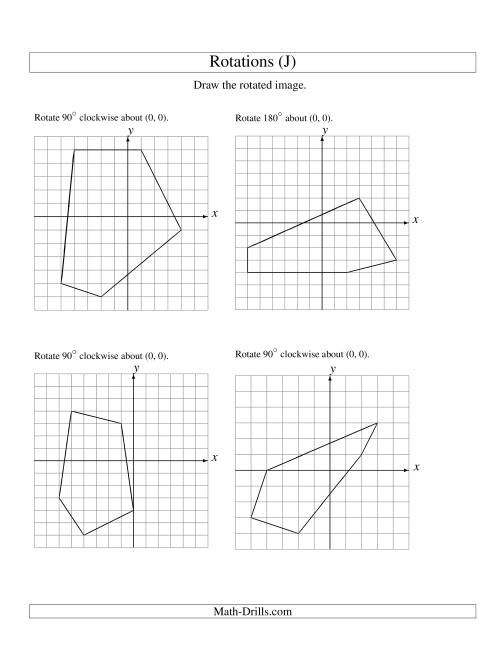 The Rotation of 5 Vertices around the Origin (J) Math Worksheet