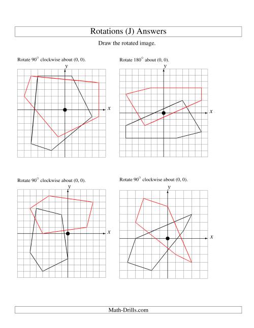 The Rotation of 5 Vertices around the Origin (J) Math Worksheet Page 2
