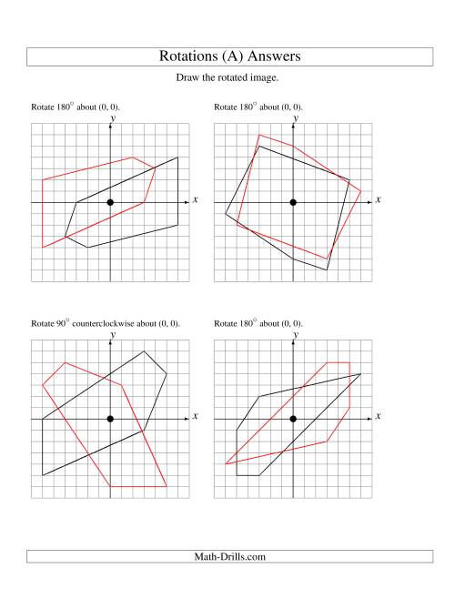 The Rotation of 5 Vertices around the Origin (All) Math Worksheet Page 2
