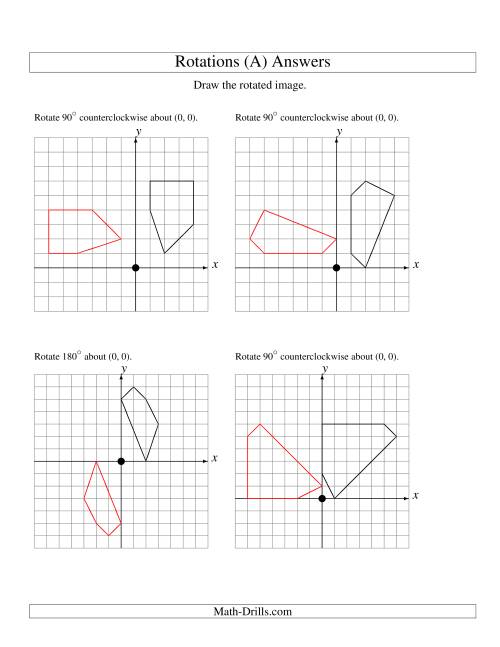 The Rotation of 5 Vertices around the Origin Starting in Quadrant I (A) Math Worksheet Page 2