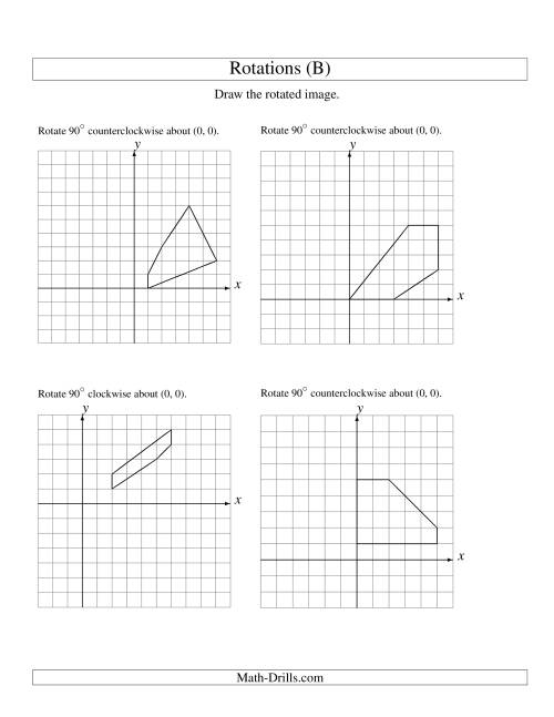 The Rotation of 5 Vertices around the Origin Starting in Quadrant I (B) Math Worksheet