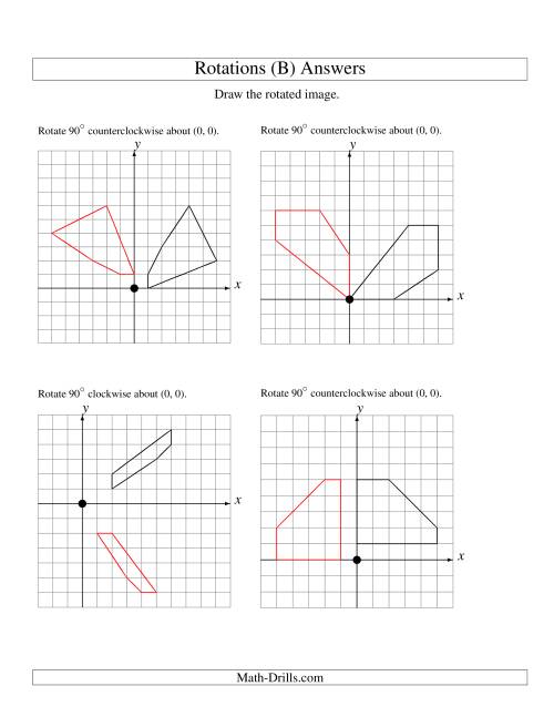 The Rotation of 5 Vertices around the Origin Starting in Quadrant I (B) Math Worksheet Page 2