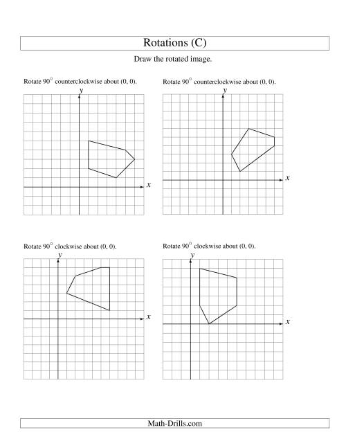 The Rotation of 5 Vertices around the Origin Starting in Quadrant I (C) Math Worksheet