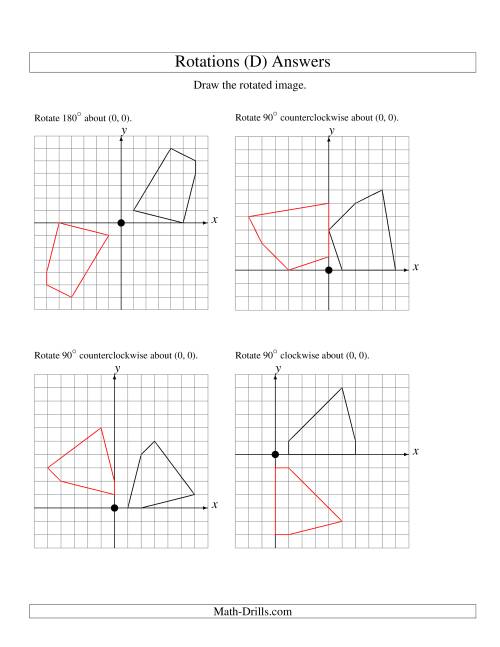 The Rotation of 5 Vertices around the Origin Starting in Quadrant I (D) Math Worksheet Page 2
