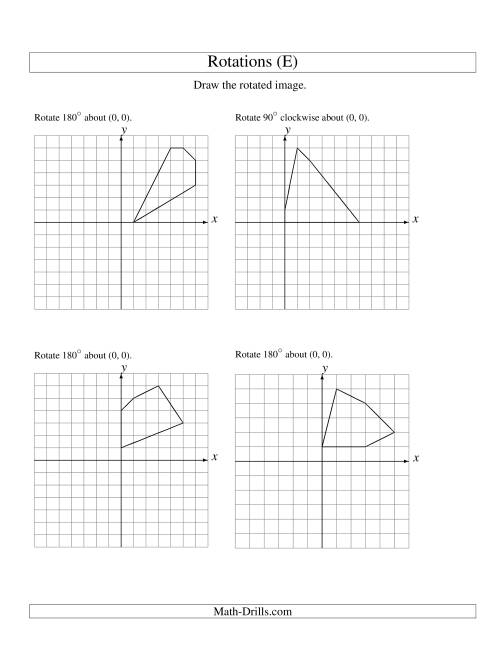 The Rotation of 5 Vertices around the Origin Starting in Quadrant I (E) Math Worksheet