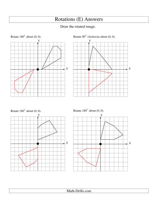 The Rotation of 5 Vertices around the Origin Starting in Quadrant I (E) Math Worksheet Page 2