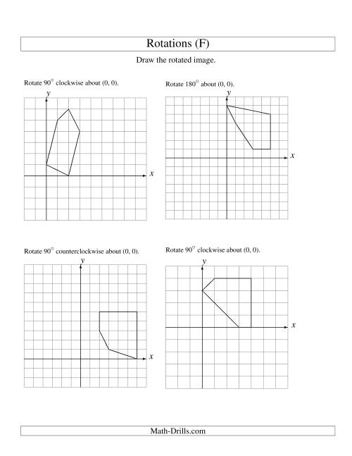 The Rotation of 5 Vertices around the Origin Starting in Quadrant I (F) Math Worksheet