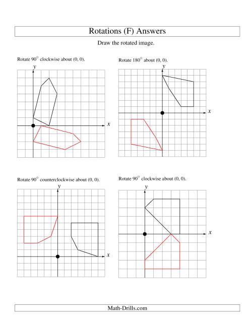 The Rotation of 5 Vertices around the Origin Starting in Quadrant I (F) Math Worksheet Page 2