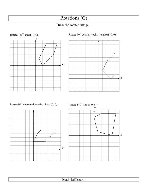 The Rotation of 5 Vertices around the Origin Starting in Quadrant I (G) Math Worksheet