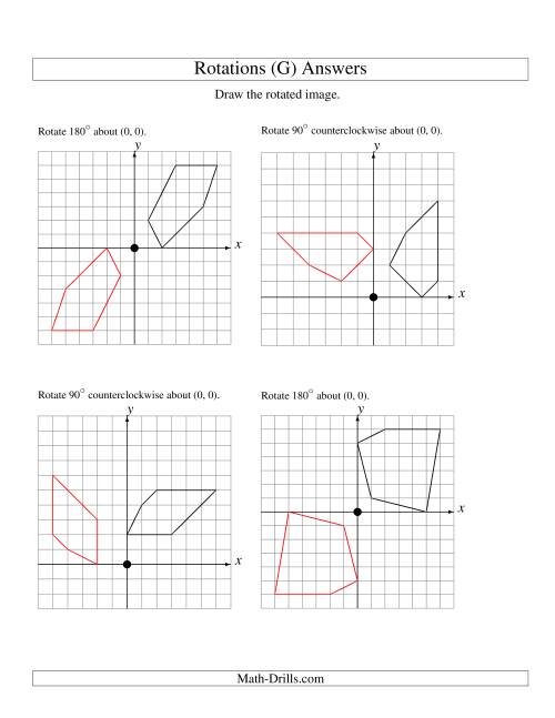 The Rotation of 5 Vertices around the Origin Starting in Quadrant I (G) Math Worksheet Page 2