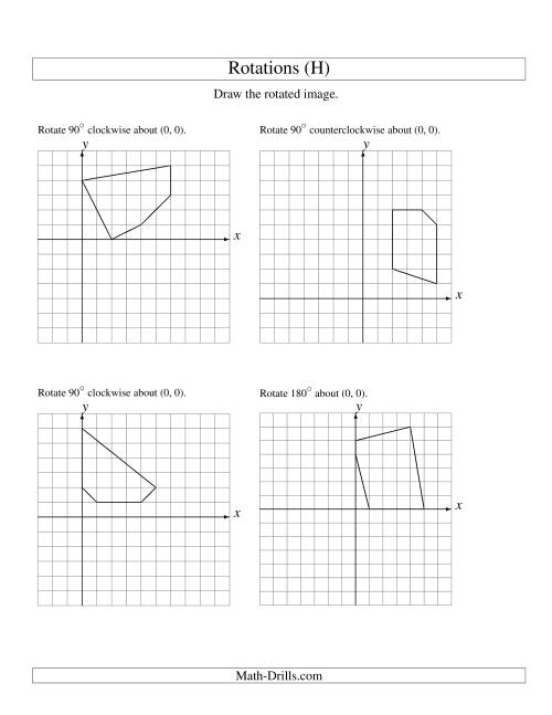 The Rotation of 5 Vertices around the Origin Starting in Quadrant I (H) Math Worksheet