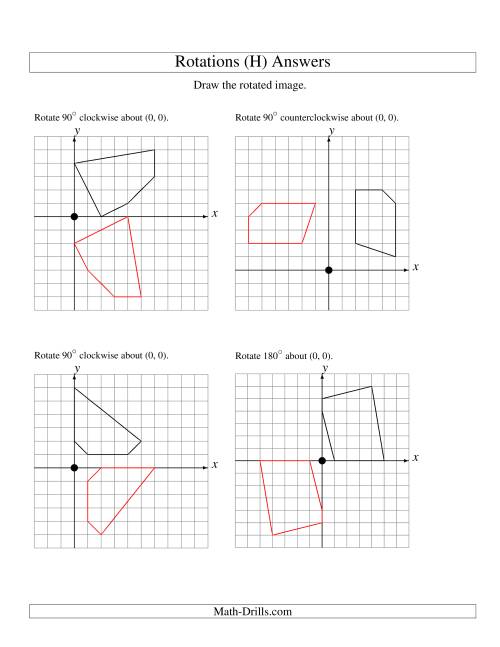 The Rotation of 5 Vertices around the Origin Starting in Quadrant I (H) Math Worksheet Page 2