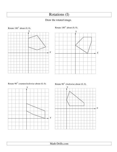 The Rotation of 5 Vertices around the Origin Starting in Quadrant I (I) Math Worksheet