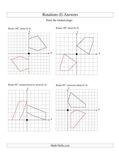 The Rotation of 5 Vertices around the Origin Starting in Quadrant I (I) Math Worksheet Page 2