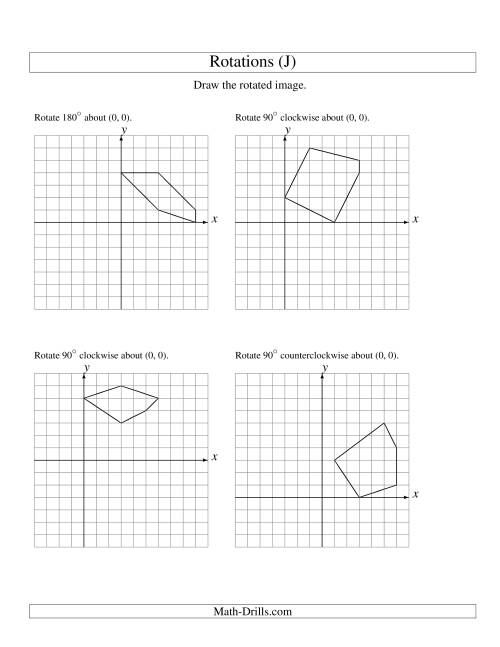 The Rotation of 5 Vertices around the Origin Starting in Quadrant I (J) Math Worksheet