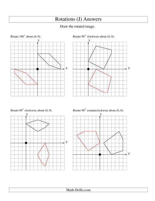 The Rotation of 5 Vertices around the Origin Starting in Quadrant I (J) Math Worksheet Page 2