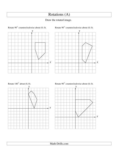 The Rotation of 5 Vertices around the Origin Starting in Quadrant I (All) Math Worksheet