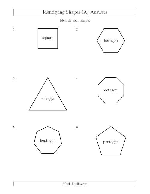 The Identifying Shapes (A) Math Worksheet Page 2