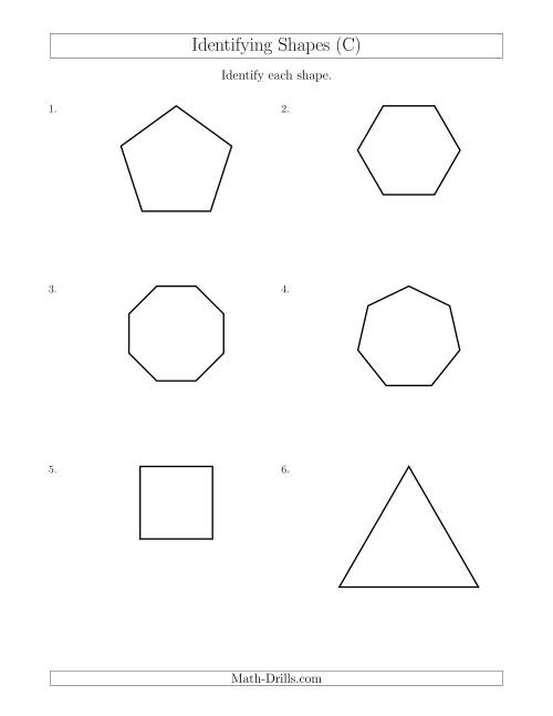 The Identifying Shapes (C) Math Worksheet
