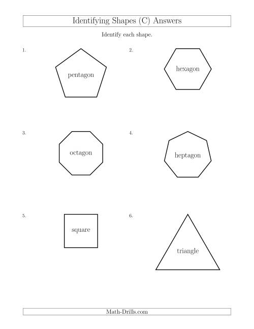 The Identifying Shapes (C) Math Worksheet Page 2