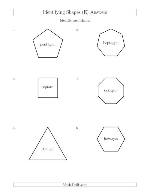 The Identifying Shapes (E) Math Worksheet Page 2
