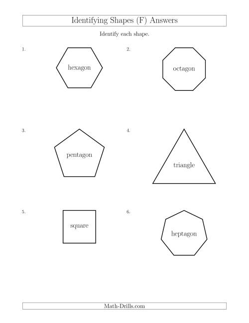 The Identifying Shapes (F) Math Worksheet Page 2