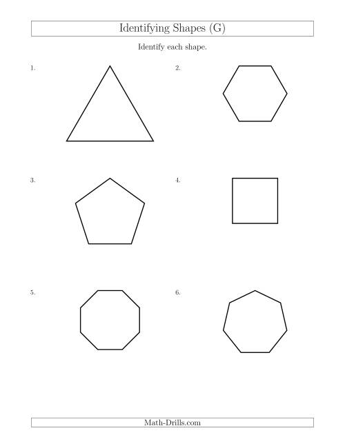 The Identifying Shapes (G) Math Worksheet