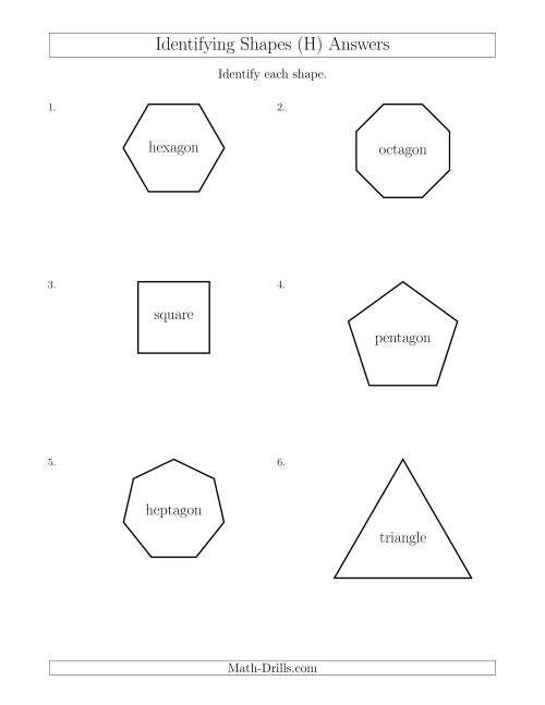 The Identifying Shapes (H) Math Worksheet Page 2