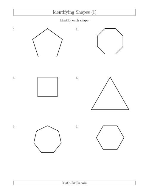 The Identifying Shapes (I) Math Worksheet
