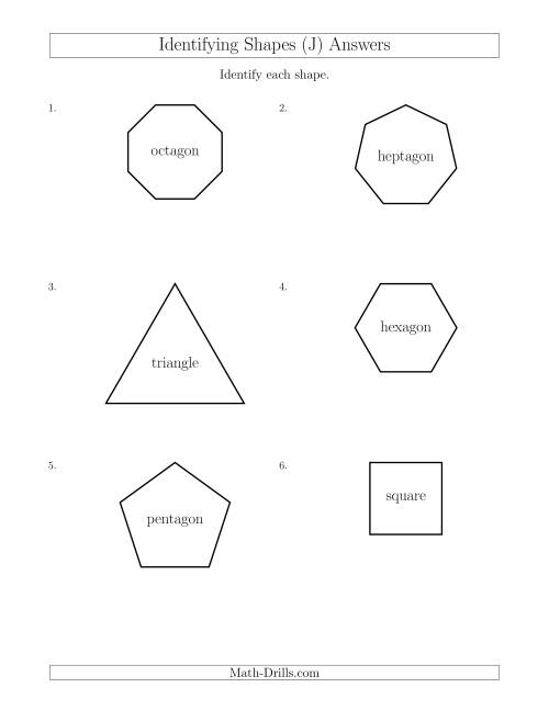 The Identifying Shapes (J) Math Worksheet Page 2