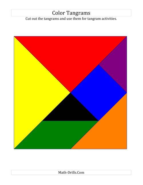 The Color Tangrams with Thin Lines (C) Math Worksheet