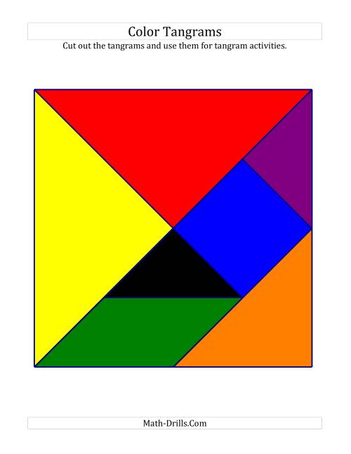 The Color Tangrams with Thick Lines (D) Math Worksheet