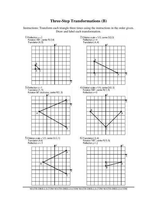 The Three Step Transformations (B) Math Worksheet
