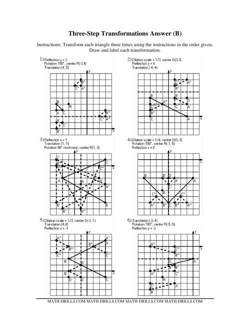 The Three Step Transformations (B) Math Worksheet Page 2